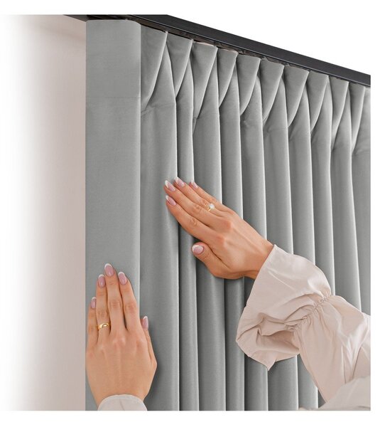Szara aksamitna zasłona częściowo zaciemniająca (dimout) 200x250 cm Velto – Filumi