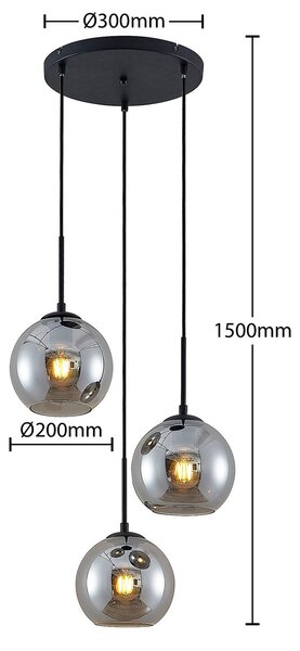 Lampa wisząca Jurian Lindby, możliwość ściemniania, aluminiowy / szary / cynkowy, salon / jadalnia, szkło, nowoczesny