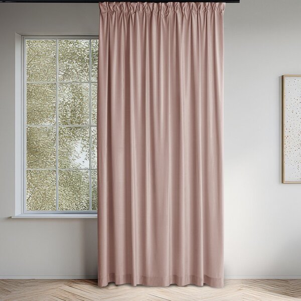 Jasnoróżowa aksamitna zasłona częściowo zaciemniająca (dimout) 140x250 cm Velto – Filumi