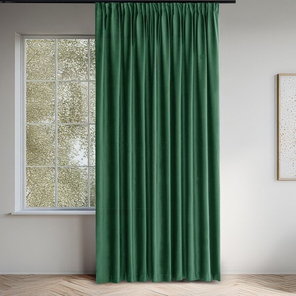 Zielona aksamitna zasłona częściowo zaciemniająca (dimout) 140x250 cm Velto – Filumi