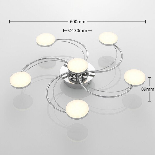 Lampa sufitowa LED Rouven Lindby, chromowy / srebrny, salon / jadalnia, metal, nowoczesny
