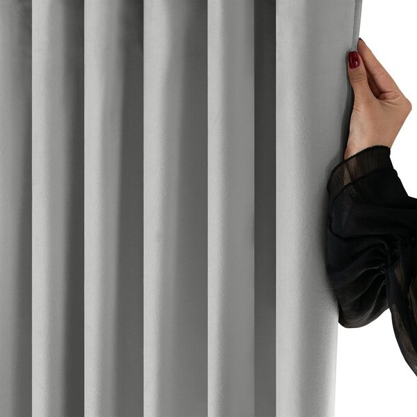 Szara aksamitna zasłona częściowo zaciemniająca (dimout) 200x250 cm Velto – Filumi