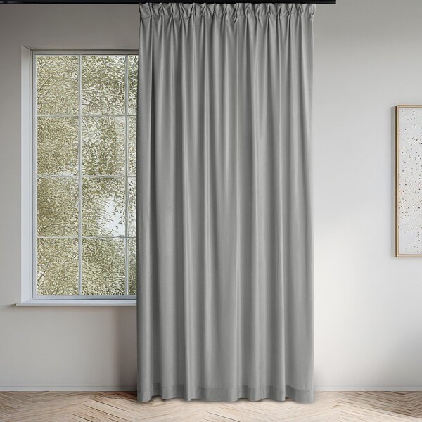 Szara aksamitna zasłona częściowo zaciemniająca (dimout) 200x250 cm Velto – Filumi