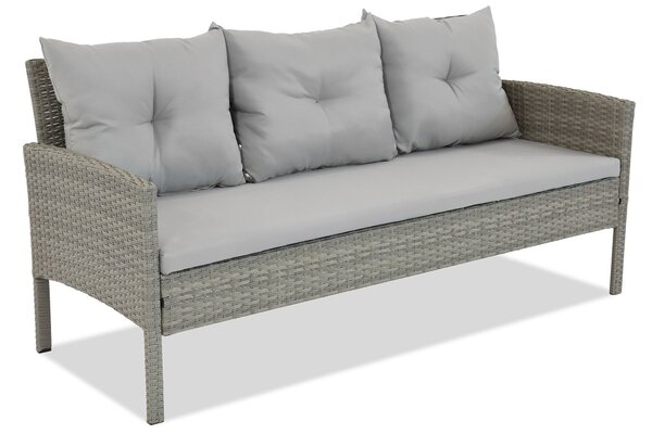 Sofa trzyosobowa z technorattanu Bari Garden Point jasnoszara