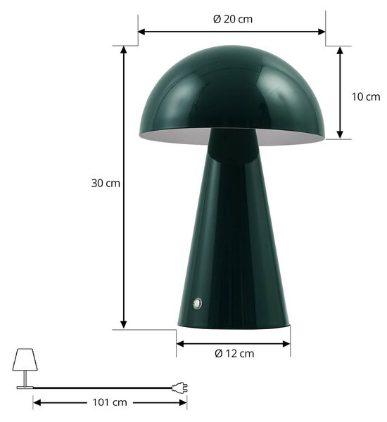 Lampa stołowa LED Nevijo Lindby, możliwość ściemniania, zielony, salon / jadalnia, metal, nowoczesny