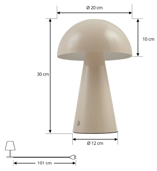 Lampa stołowa LED Nevijo Lindby, możliwość ściemniania, kremowy / amber, salon / jadalnia, metal, nowoczesny