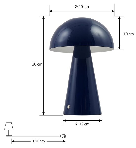 Lampa stołowa LED Nevijo Lindby, możliwość ściemniania, niebieski, salon / jadalnia, metal, nowoczesny