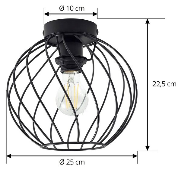 Lampa sufitowa Danika Lindby, możliwość ściemniania, czarny, salon / jadalnia, metal, nowoczesny