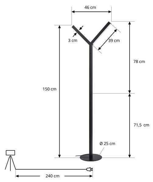 Lampa stojąca LED Ilian Lucande, możliwość ściemniania, czarny, salon / jadalnia, metal, nowoczesny