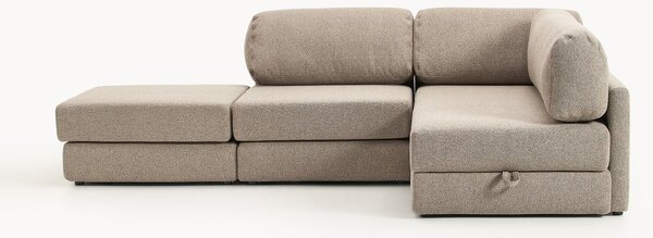 Narożna sofa rozkładana Bouclé z miejscem do przechowywania Ladina