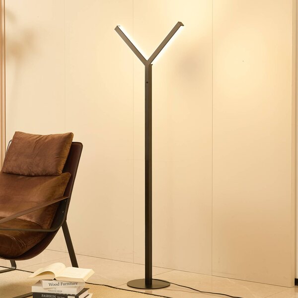 Lampa stojąca LED Ilian Lucande, możliwość ściemniania, czarny, salon / jadalnia, metal, nowoczesny
