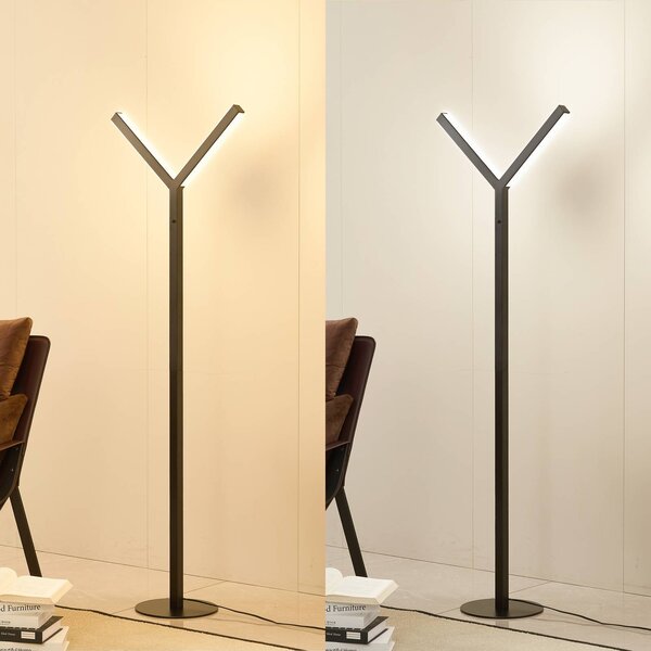 Lampa stojąca LED Ilian Lucande, możliwość ściemniania, czarny, salon / jadalnia, metal, nowoczesny