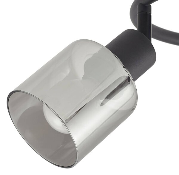 Lampa sufitowa Lindby Netty, szara, 3-punktowa, szkło Netty Lindby, możliwość ściemniania, aluminiowy / szary / cynkowy, salon / jadalnia, szkło, nowoczesny