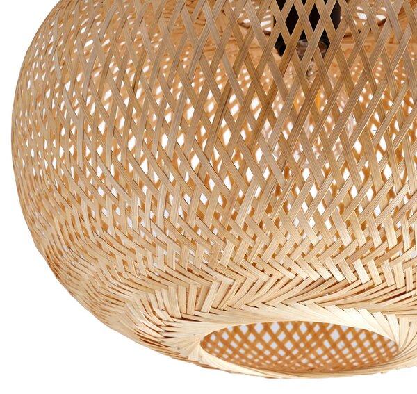 Lampa sufitowa Kessia Lindby, możliwość ściemniania, jasne drewno, salon / jadalnia, bambus, dworkowy / rustykalny