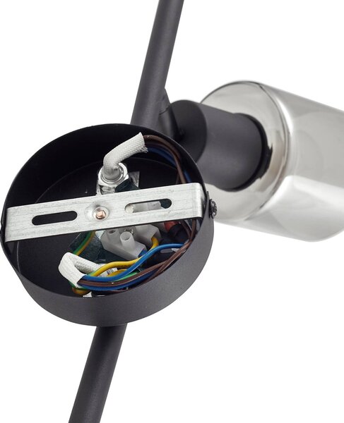 Lampa sufitowa Lindby Netty, 4-punktowa, szary, szkło Netty Lindby, możliwość ściemniania, aluminiowy / szary / cynkowy, salon / jadalnia, szkło, nowoczesny