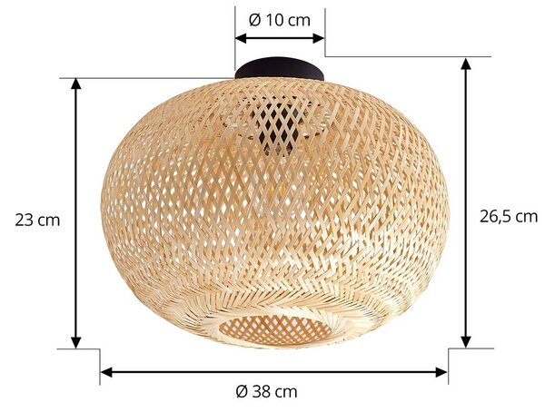 Lampa sufitowa Kessia Lindby, możliwość ściemniania, jasne drewno, salon / jadalnia, bambus, dworkowy / rustykalny