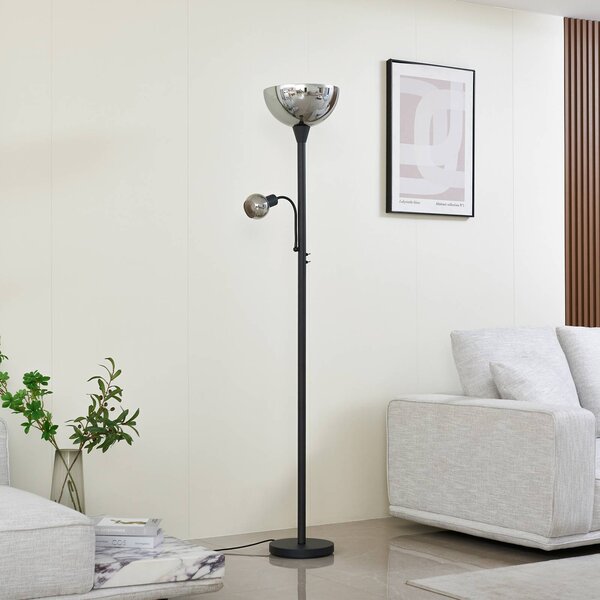 Lampa stojąca Nehemia Lindby, czarny, salon / jadalnia, metal, nowoczesny