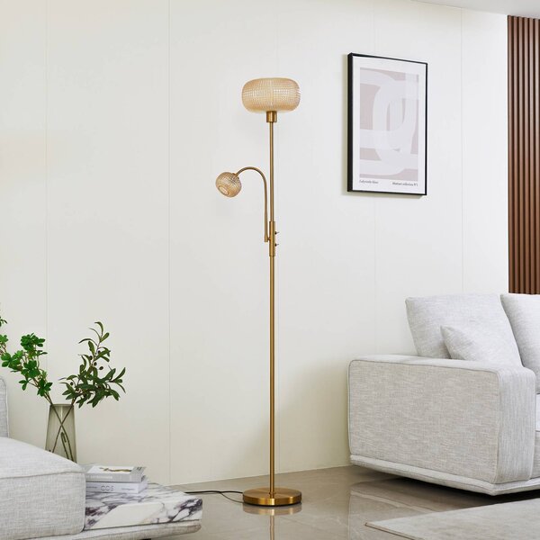 Lampa stojąca Aliette Lindby, mosiężny / złoty, salon / jadalnia, metal, nowoczesny