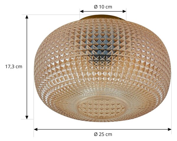 Lampa sufitowa Hildur Lindby, możliwość ściemniania, kremowy / amber, salon / jadalnia, szkło