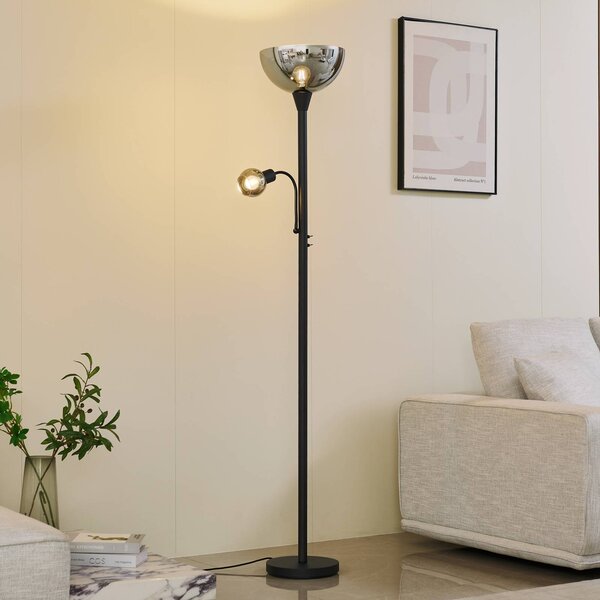 Lampa stojąca Nehemia Lindby, czarny, salon / jadalnia, metal, nowoczesny