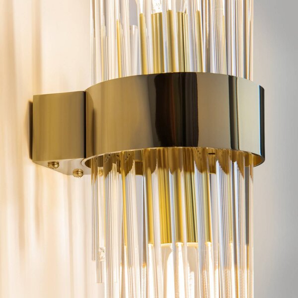 Maytoni Kinkiet designerski Frame, możliwość ściemniania, mosiężny / złoty, salon / jadalnia, szkło, design