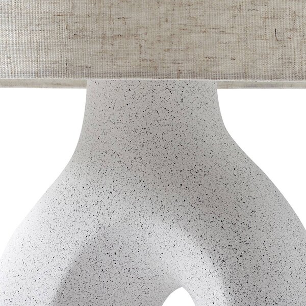 Lampa stołowa Thalassia Lindby, biały / opal, salon / jadalnia, tkanina / materiał / jedwab, skandynawski