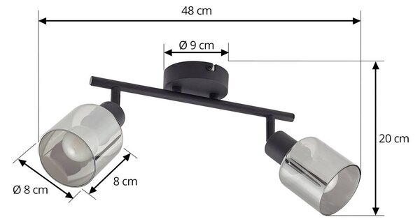 Lampa sufitowa Lindby Netty, 4-punktowa, szary, szkło Netty Lindby, możliwość ściemniania, aluminiowy / szary / cynkowy, salon / jadalnia, szkło, nowoczesny