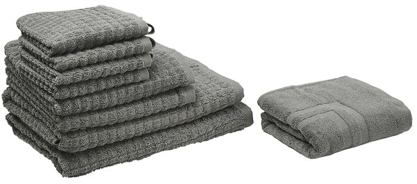 Komplet 9 ręczników łazienkowych dla gości bawełna low twist szary Atai Beliani