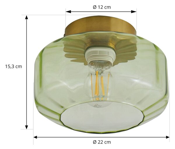 Lampa sufitowa Hildur Lindby, możliwość ściemniania, zielony, salon / jadalnia, szkło