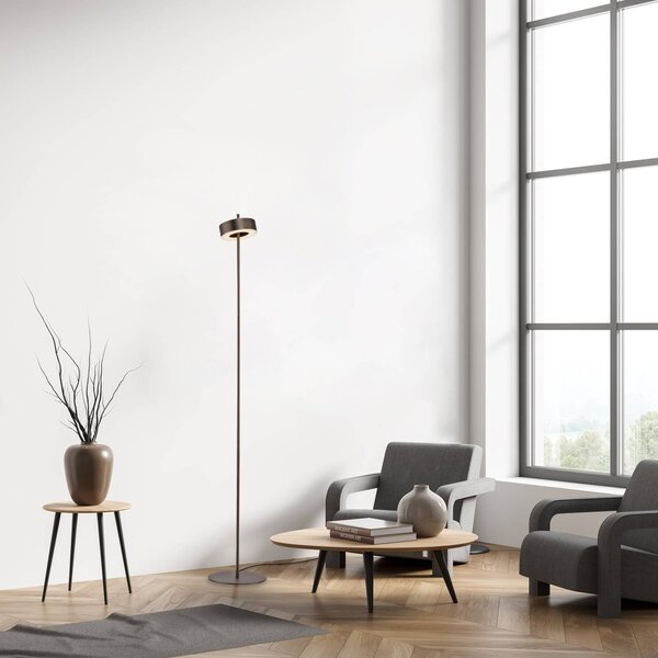 Q-Smart-Home Paul Neuhaus Lampa stojąca LED Q-Rotate ciemnobrązowa 140 cm Q-Rotate, możliwość ściemniania, brązowy / rdzawy, salon / jadalnia, aluminium, nowoczesny
