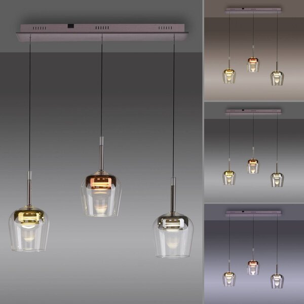 Q-Smart-Home Inteligentna lampa wisząca Q-Kon, możliwość ściemniania, multikolor, salon / jadalnia, szkło, nowoczesny