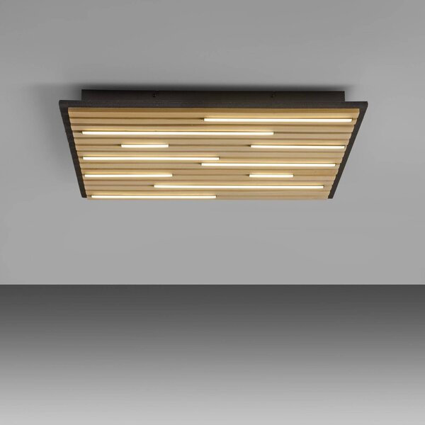 Q-Smart-Home Inteligentna lampa sufitowa Q-Akustik, możliwość ściemniania, jasne drewno, salon / jadalnia, drewno, nowoczesny