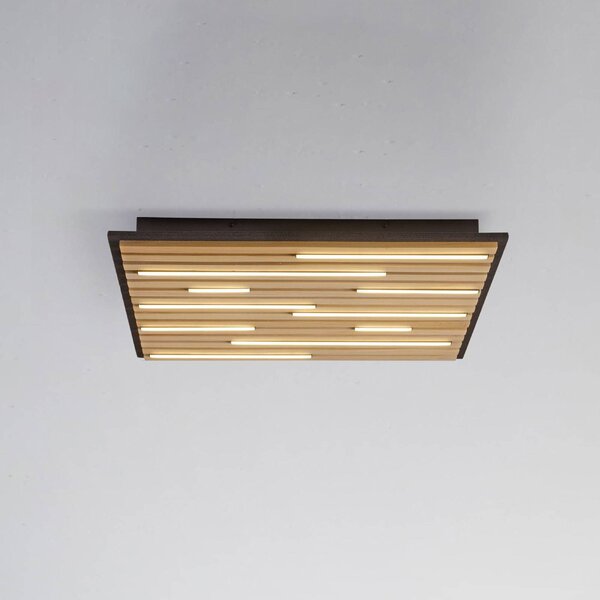 Q-Smart-Home Inteligentna lampa sufitowa Q-Akustik, możliwość ściemniania, jasne drewno, salon / jadalnia, drewno, nowoczesny
