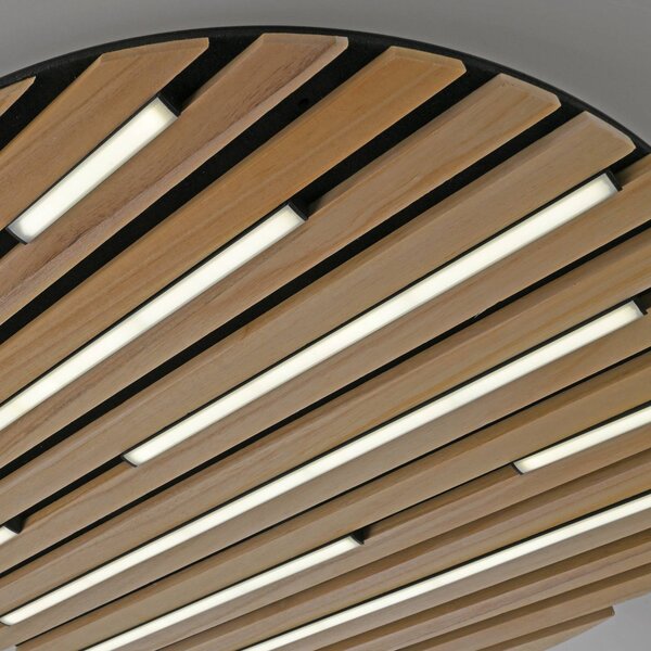 Q-Smart-Home Inteligentna lampa sufitowa Q-Akustik, możliwość ściemniania, jasne drewno, salon / jadalnia, drewno, nowoczesny