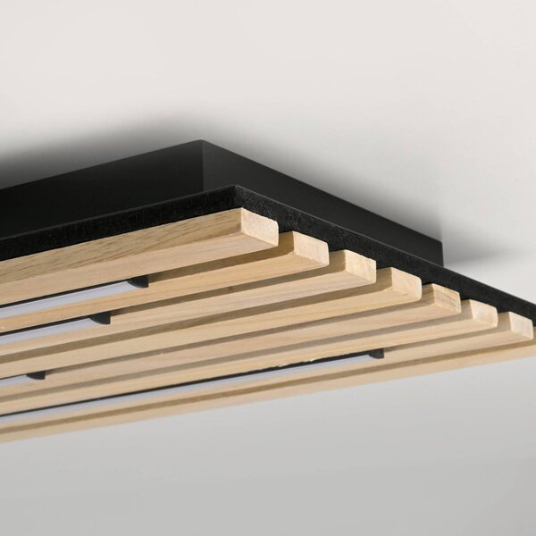 Q-Smart-Home Inteligentna lampa sufitowa Q-Akustik, możliwość ściemniania, jasne drewno, salon / jadalnia, drewno, nowoczesny