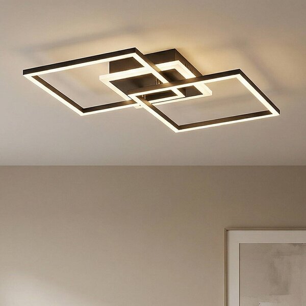 Lampa sufitowa LED Fjardo Lindby, możliwość ściemniania, czarny, salon / jadalnia, aluminium, nowoczesny