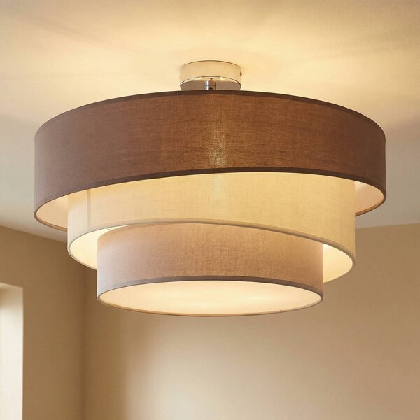 Lampa sufitowa Melia Lindby, możliwość ściemniania, aluminiowy / szary / cynkowy, salon / jadalnia, tkanina / materiał / jedwab, nowoczesny