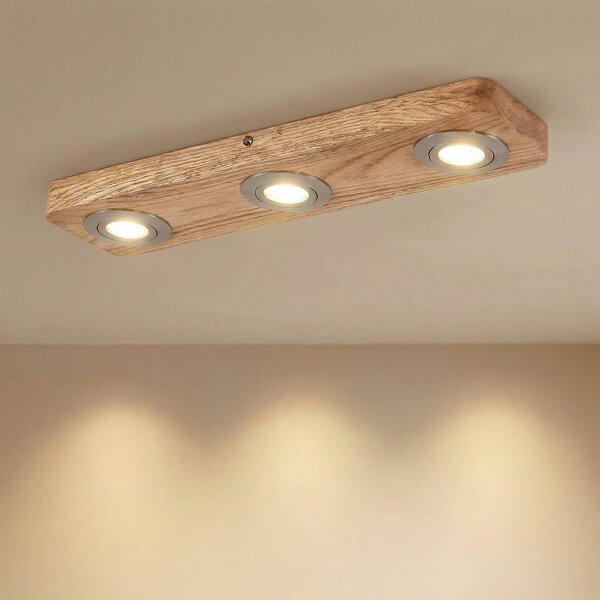 Lampa sufitowa LED Mikari, 48 cm, drewno, obrotowa Mikari Lindby, jasne drewno, salon / jadalnia, drewno, nowoczesny