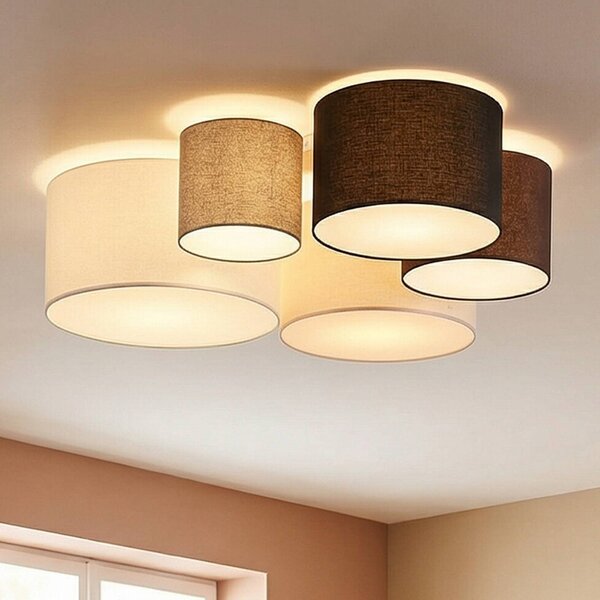 Lampa sufitowa Laurenz Lindby, możliwość ściemniania, aluminiowy / szary / cynkowy, salon / jadalnia, tkanina / materiał / jedwab, nowoczesny