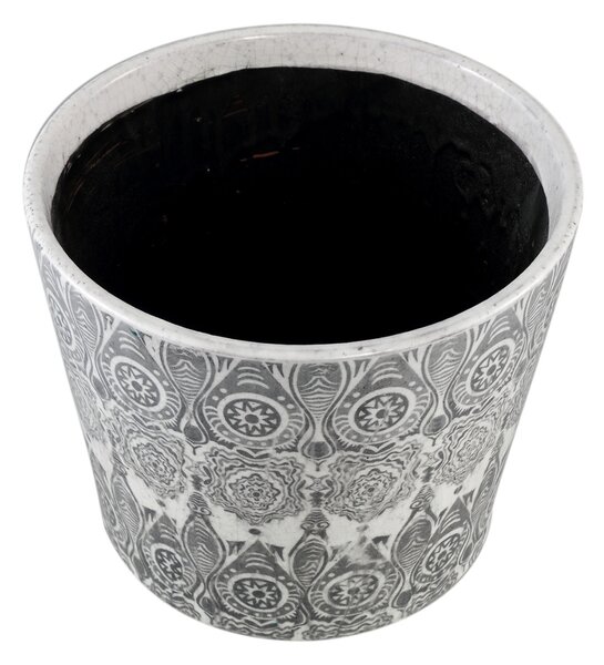 Okrągła ceramiczna doniczka BEIRE 14 cm, szaro-biała Wielkość: L
