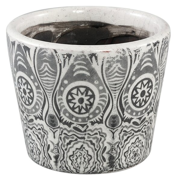 Okrągła ceramiczna doniczka BEIRE 14 cm, szaro-biała Wielkość: L