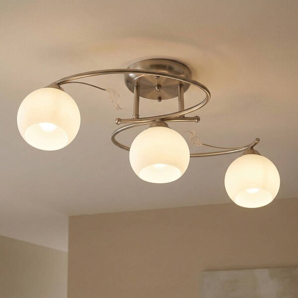 Lampa sufitowa Svean Lindby, możliwość ściemniania, aluminiowy / szary / cynkowy, salon / jadalnia, szkło, nowoczesny