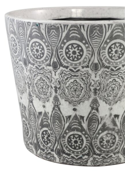 Okrągła ceramiczna doniczka BEIRE 14 cm, szaro-biała Wielkość: L