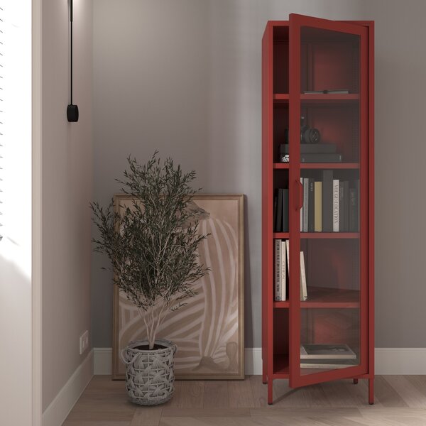 Witryna do salonu LUIGI 500 x 1800 x 350 mm, Modern: czerwona