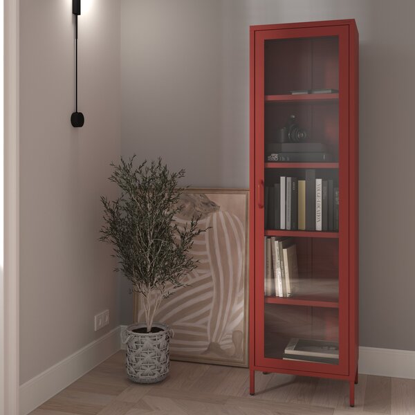 Witryna do salonu LUIGI 500 x 1800 x 350 mm, Modern: czerwona
