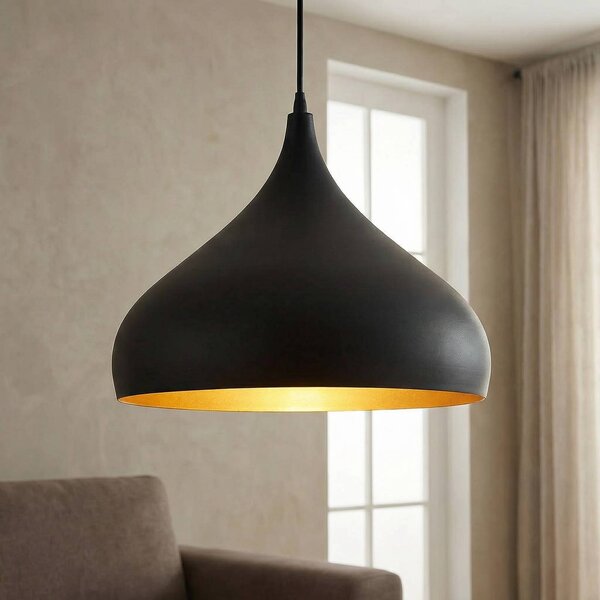 Lampa wisząca Ritana Lindby, możliwość ściemniania, czarny, salon / jadalnia, aluminium, nowoczesny