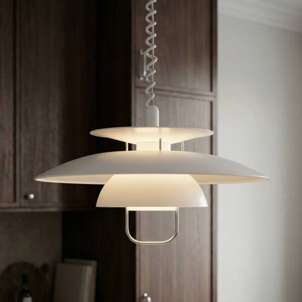 Lampa wisząca Nadija Lindby, możliwość ściemniania, biały / opal, kuchnia, metal, skandynawski