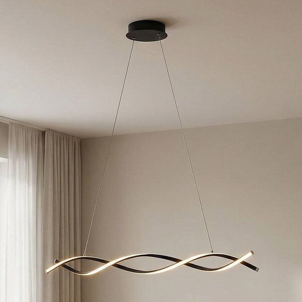Lampa wisząca Welina Lindby, możliwość ściemniania, czarny, salon / jadalnia, metal, nowoczesny
