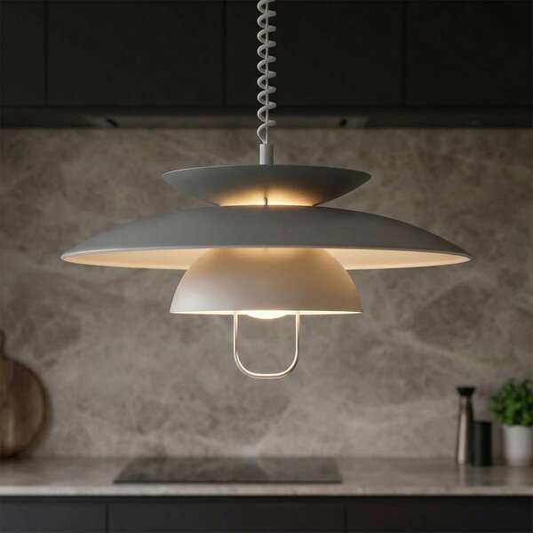 Lampa wisząca Nadija Lindby, możliwość ściemniania, aluminiowy / szary / cynkowy, kuchnia, metal, skandynawski