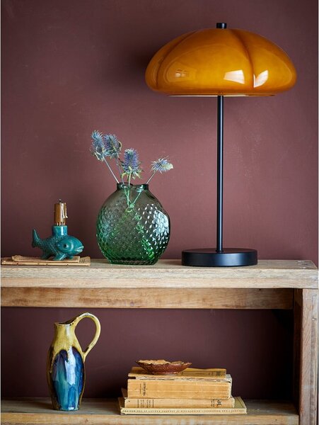 Lampa stołowa w kolorze ochry ze szklanym kloszem (wysokość 46,5 cm) Kinoko – Bloomingville